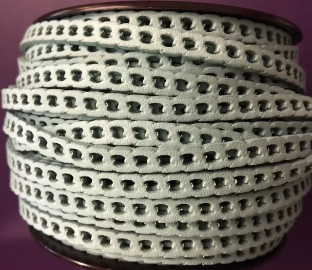 Cuir Chaine gourmette 5mm - Vert d'eau