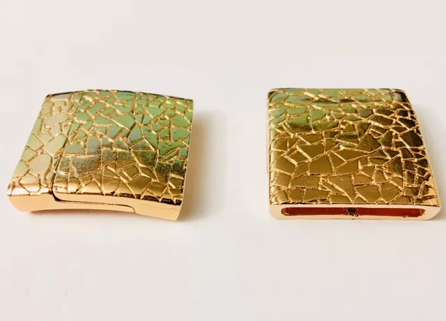 Fermoir aimanté 20mm en étain motif craquelé - or rose