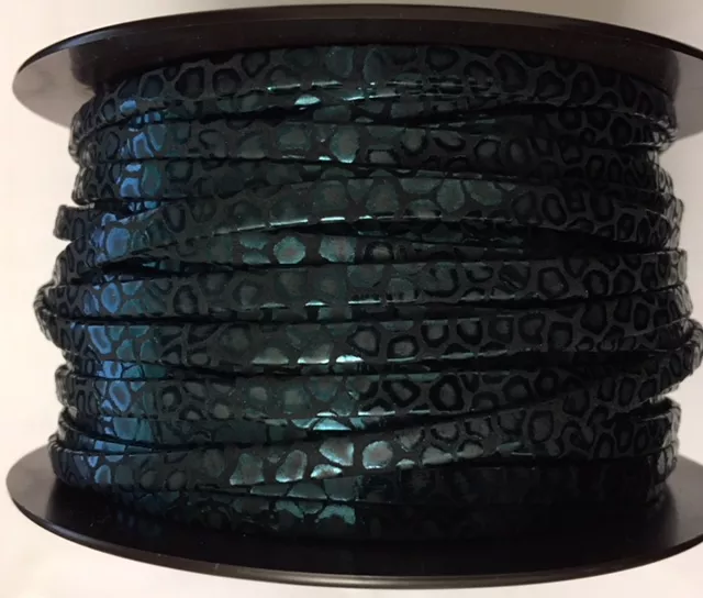 Cuir de chèvre 5mm avec motif-5 COULEURS - bleu canard