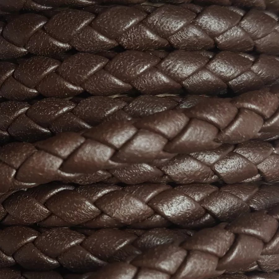 Cuir tressé rond 5mm pour HOMME - Marron foncé