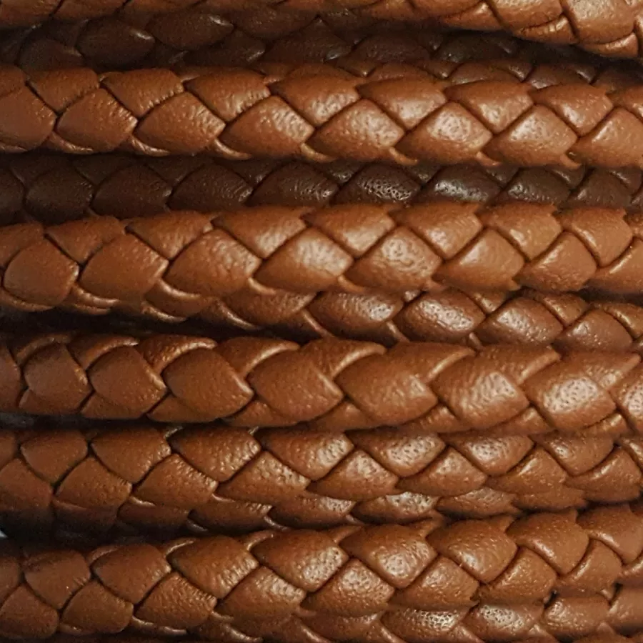 Cuir tressé rond 5mm pour HOMME - Marron moyen