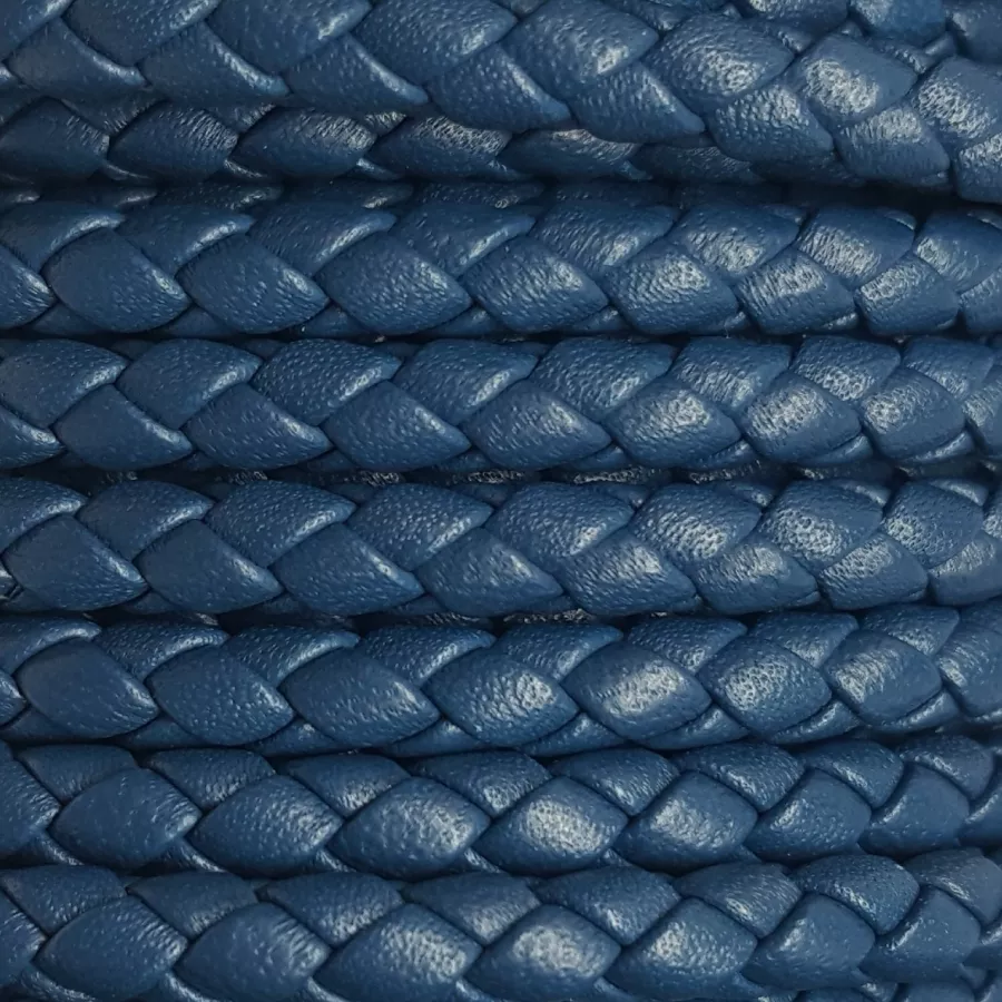 Cuir tressé rond 5mm pour HOMME - bleu canard