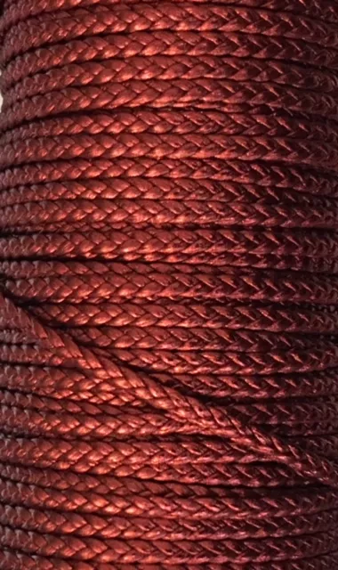 Cuir d'agneau tressé 3mm-qualité joallerie-NOUVELLES COULEURS - Bordeaux métallisé 