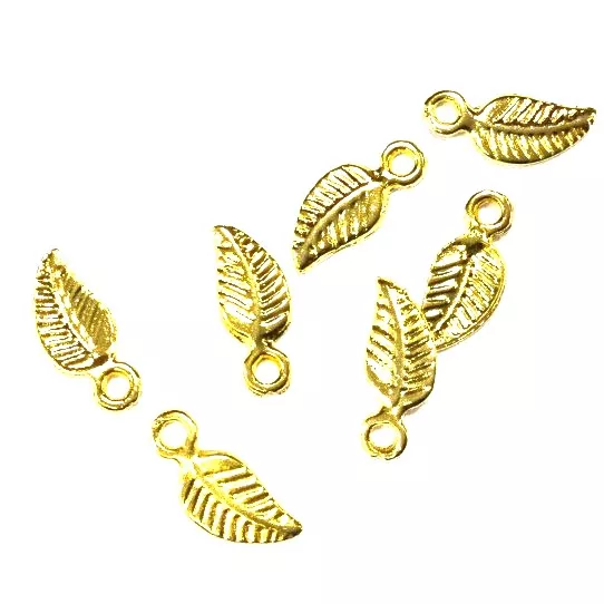 Pendant  petite feuille - Argent antique Or