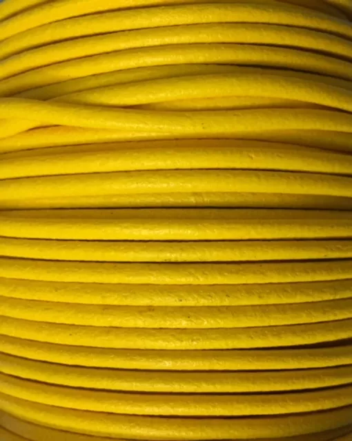 Cuir rond 2 mm couleurs pastel et métallisées - Jaune