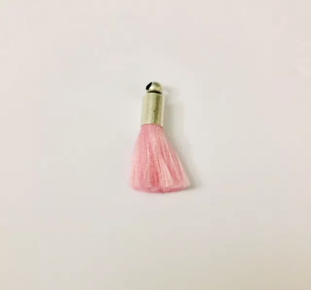 5Pompons avec embout laiton plaqué argent antique-20MM-15 couleurs - Rose