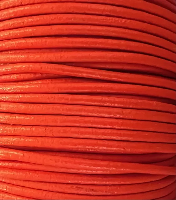 Cuir rond 2 mm couleurs pastel et métallisées - Orange