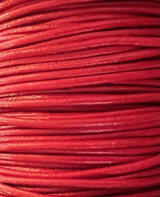 Cuir rond 2 mm couleurs pastel et métallisées - Rouge