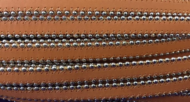 Cuir satiné ou non avec chaîne boule 10 mm-NOUVELLES COULEURS - jaune moutarde