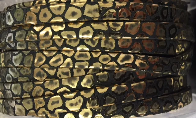 Cuir de chèvre 5mm avec motif-5 COULEURS - Or