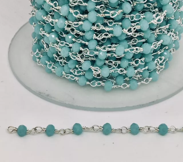 Chaine facette argenté - Turquoise