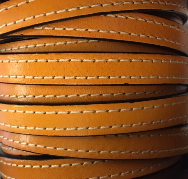 Cuir de veau cousu 10mm-nouvelles couleurs - moutarde