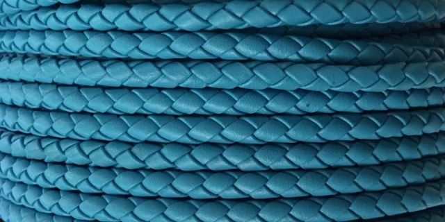 Cuir tressé rond 5mm pour HOMME - Turquoise
