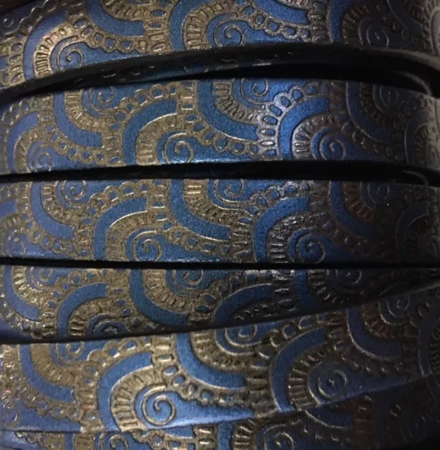 Cuir DE VEAU 10MM BLOMST - Bleu métallisé