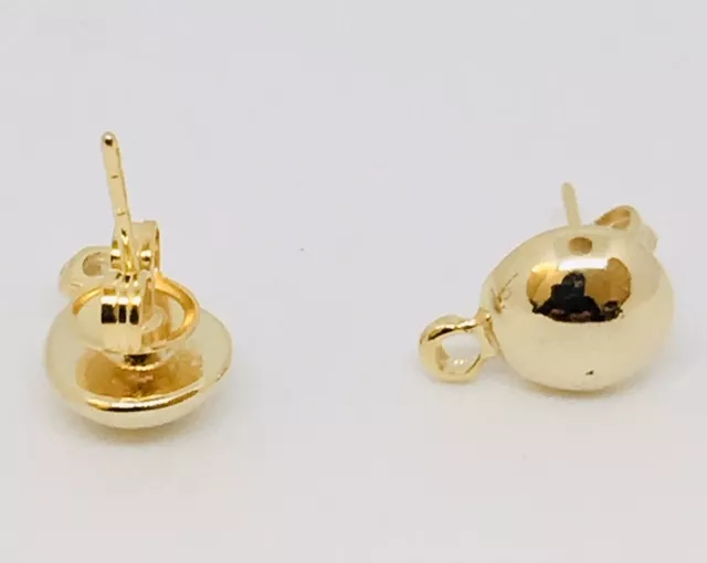Boucles d'oreille à clous forme demi sphère ARGENT VIF 10MICRONS OU ARGENT ANTIQUE OU DORE - Or