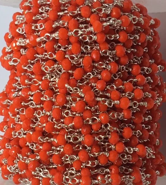 Chaine facette argenté - Corail