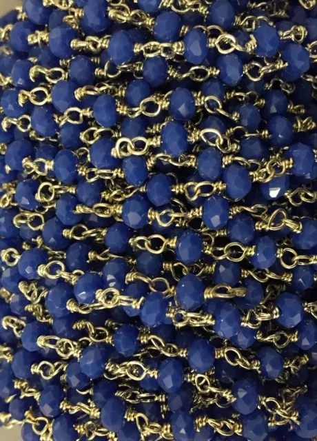 Chaine facette argenté - Bleu azur