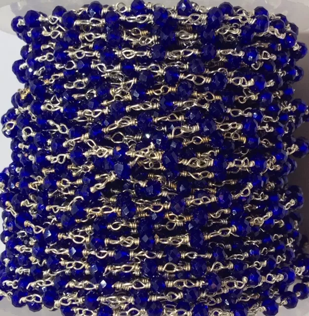 Chaine facette argenté - Bleu éléctrique