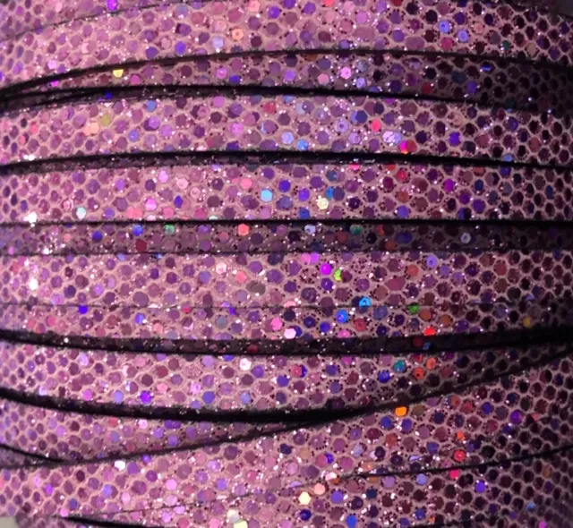 Lanière DISCO  glitter 5mm - Lilas