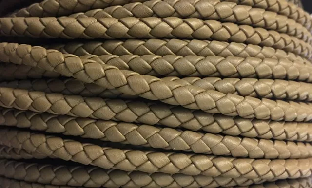 Cuir tressé rond 5mm pour HOMME - Kaki
