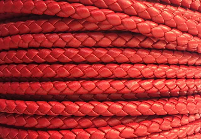 Cuir tressé rond 5mm pour HOMME - Rouge