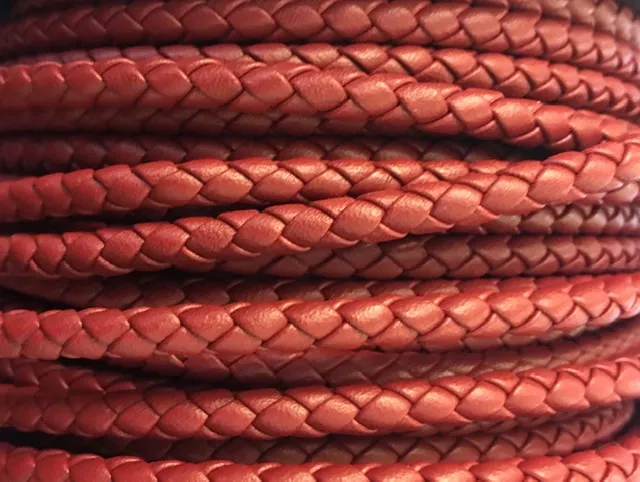 Cuir tressé rond 5mm pour HOMME - Rouge bordeaux