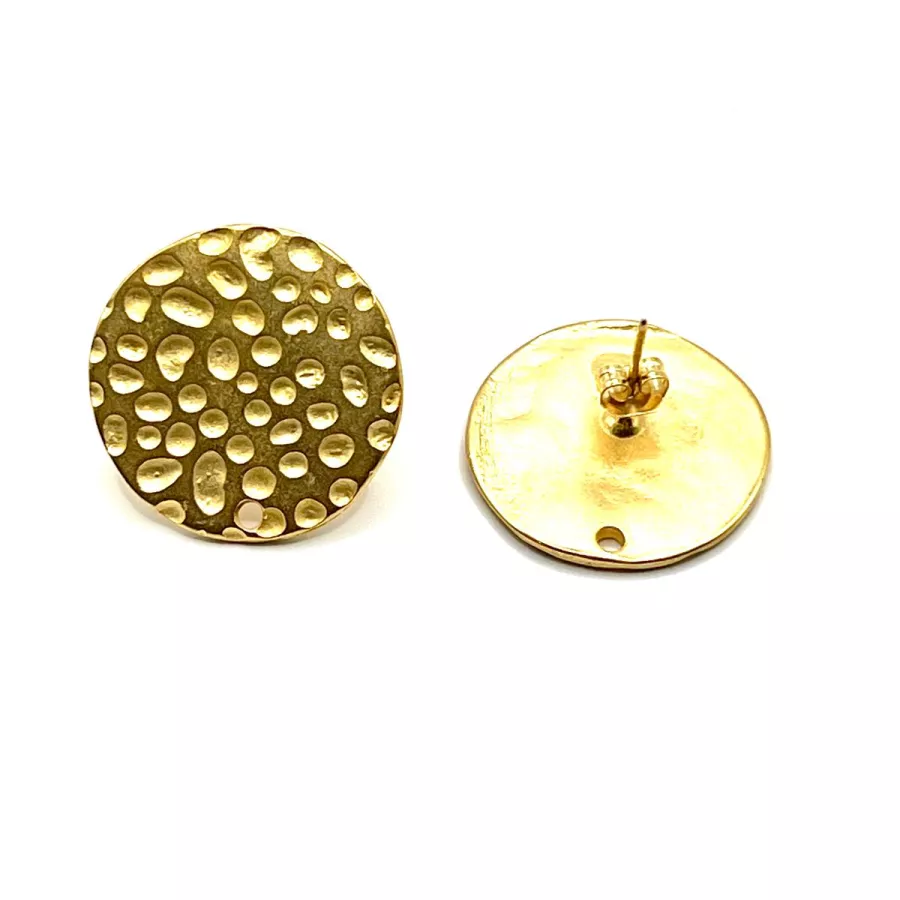 Boucles d'oreilles à clous avec plateau martelé - Or