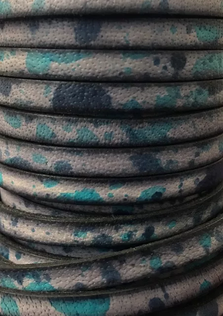 Cuir de veau Italien 5mm avec motif - Bleu turquoise