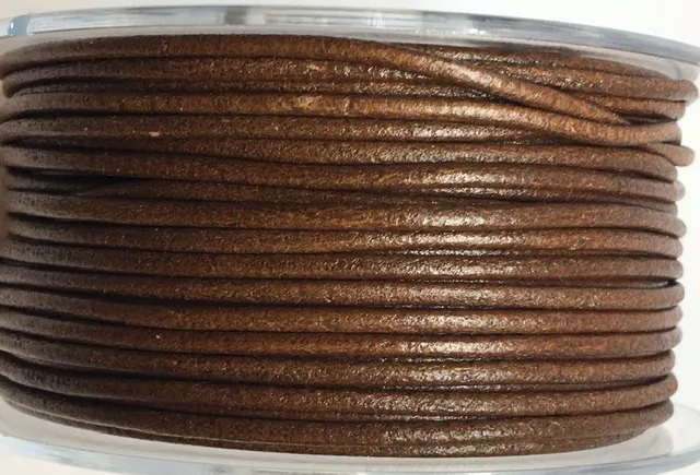 Cuir rond 2 mm couleurs pastel et métallisées - Marron clair