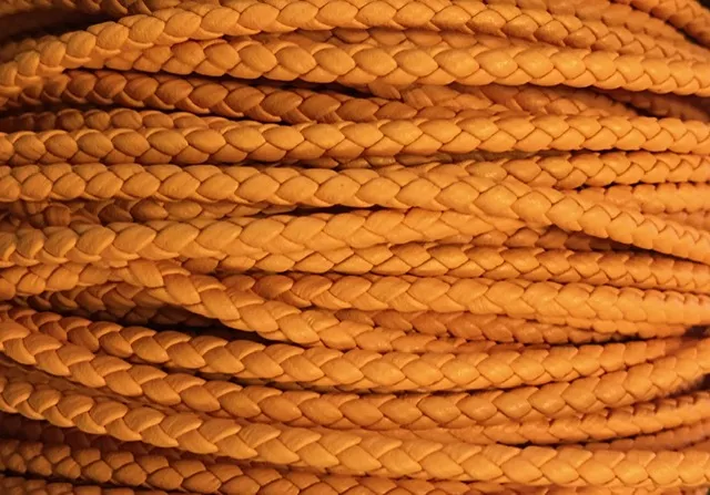 Cuir tressé rond 3-Qualité Joaillerie-nouvelles couleurs - abricot