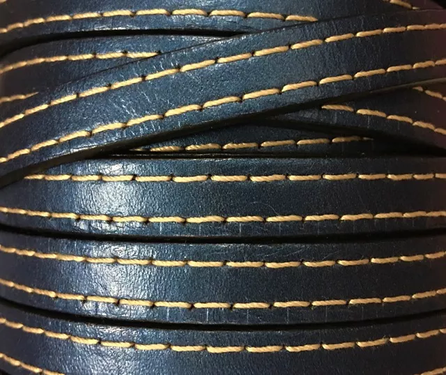 Cuir de veau cousu 10mm-nouvelles couleurs - Bleu métallisé
