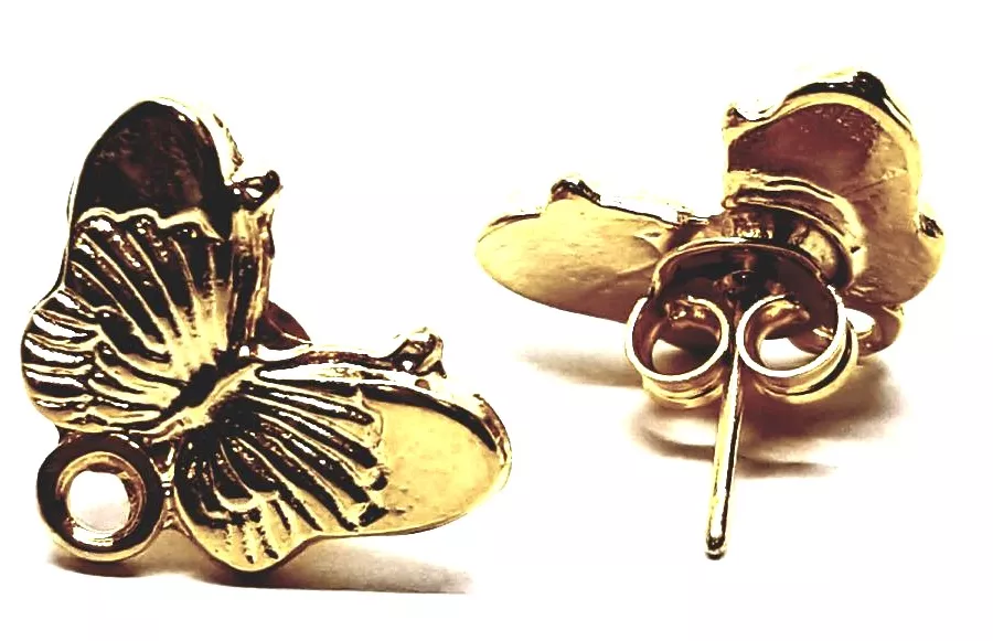 Boucles d'oreilles à clous en forme de papillon - Argent antique Or