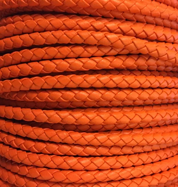 Cuir tressé rond 5mm pour HOMME - Orange