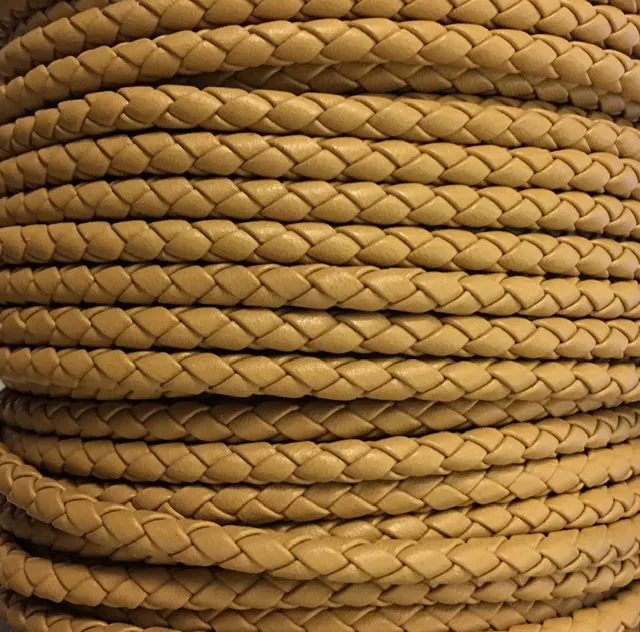Cuir tressé rond 5mm pour HOMME - Beige foncé