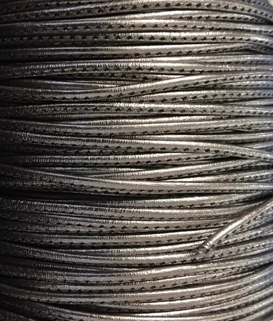 Cuir de chèvre cousu 1.5mm métallisé - Argent antique