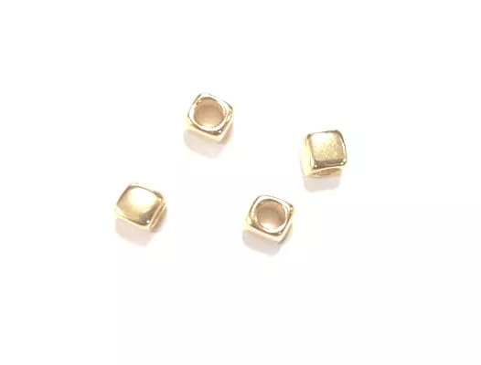 perles cube trou 3.25mm - Argent antique Or