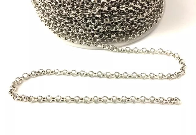 chaine jaseron 2.5mm, argent vif ou argent antique, plaquée 10microns en France - ARGENT ANTIQUE