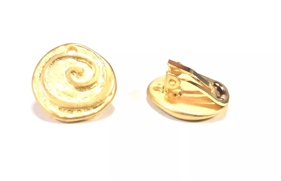 Boucles d'oreilles à clips motif spirale - Argent antique Or