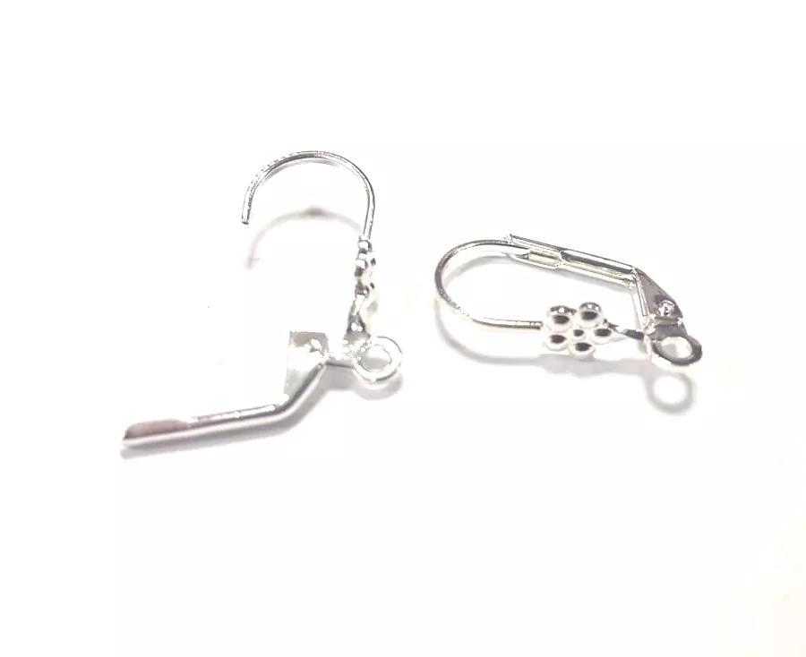 Dormeuses avec fleur en laiton - Argent antique Or argent vif