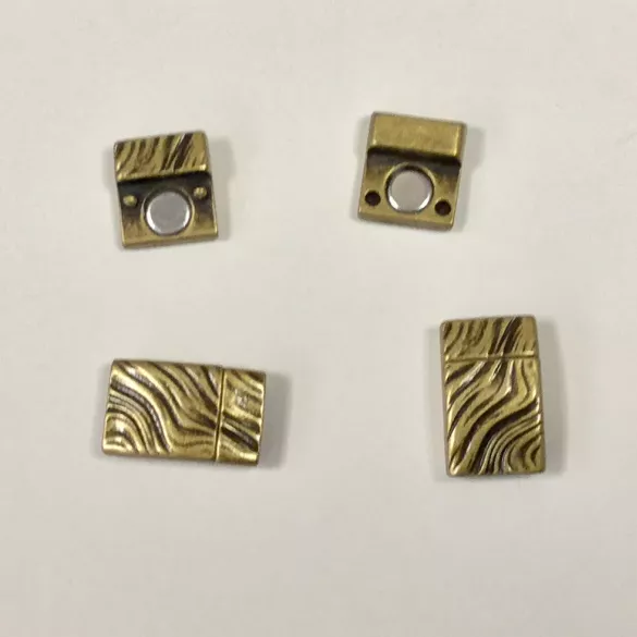 Fermoir aimanté en étain pour cuir plat 10mm motif vague - Bronze