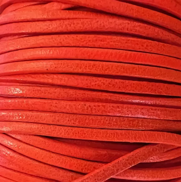 cuir de veau 3mm plat fluo - Orange fluo