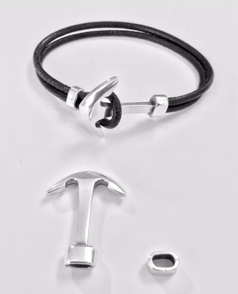 Fermoir ANCRE+son passant pour cuir 3 mm en étain