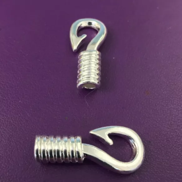 Fermoir hameçon en Etain FABRICATION FRANCAISE 10microns argent vif 