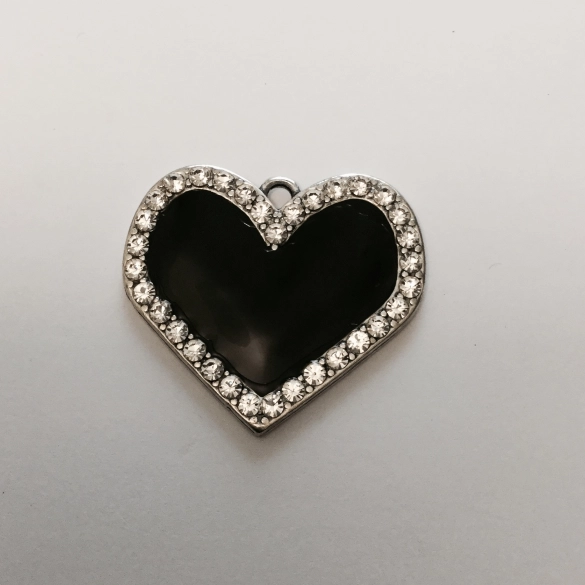 Pendant coeur emaillé avec  strass Fête des Mères