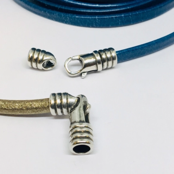 Ferm. mousqueton en laiton pour cuir 5mm rond ou plat pl FR